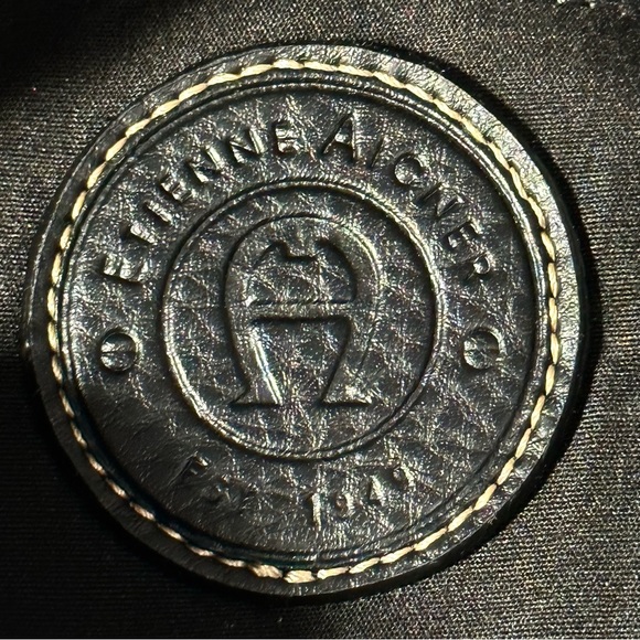 Etienne Aigner Shoulder L Black Logo Trapezoid Purse Bag - Picture 9 of 9